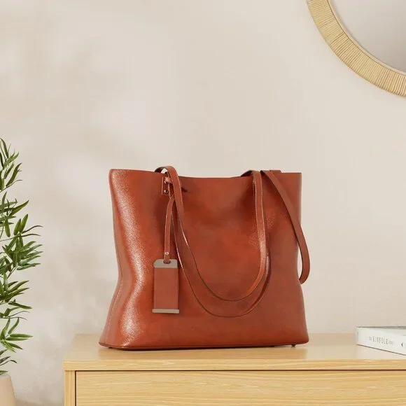 Elegant Women's Top Handle Satchel Handbag in Greased Leather - Chic Daily Use